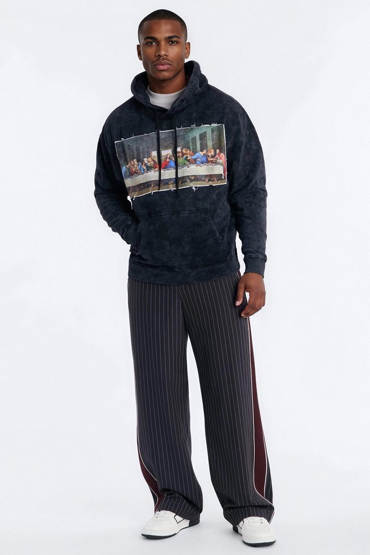 Last Supper Mineral Wash Hoodie - Black Wash