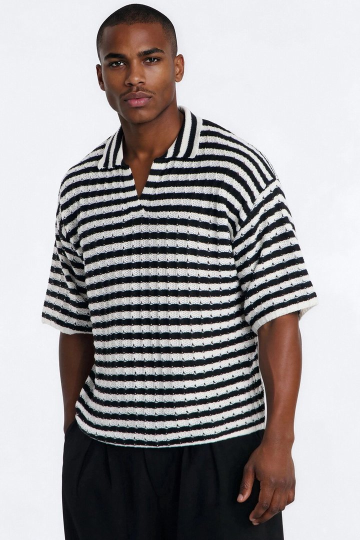 Relaxed Regatta Stripe Polo - Black