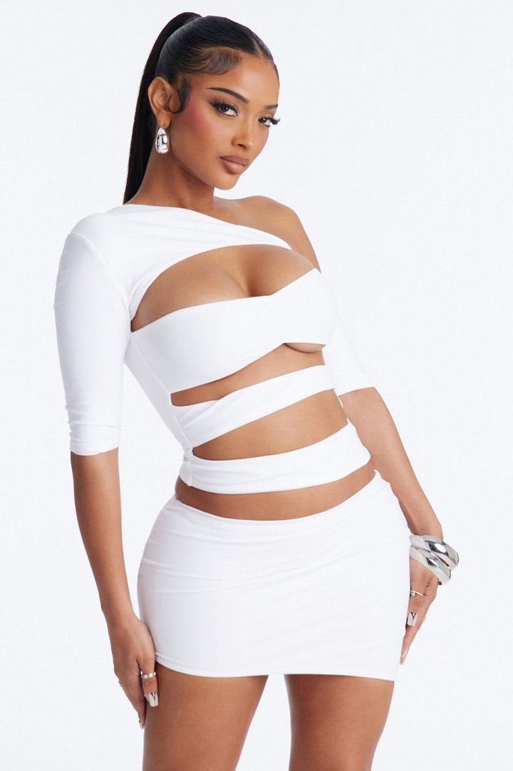 Roxy Form Double Lined Mini Skirt Set - White