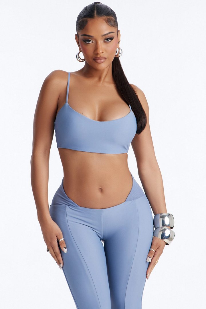 Roxy Form Double Lined Bra Top Capri Pant Set - Dusty Blue