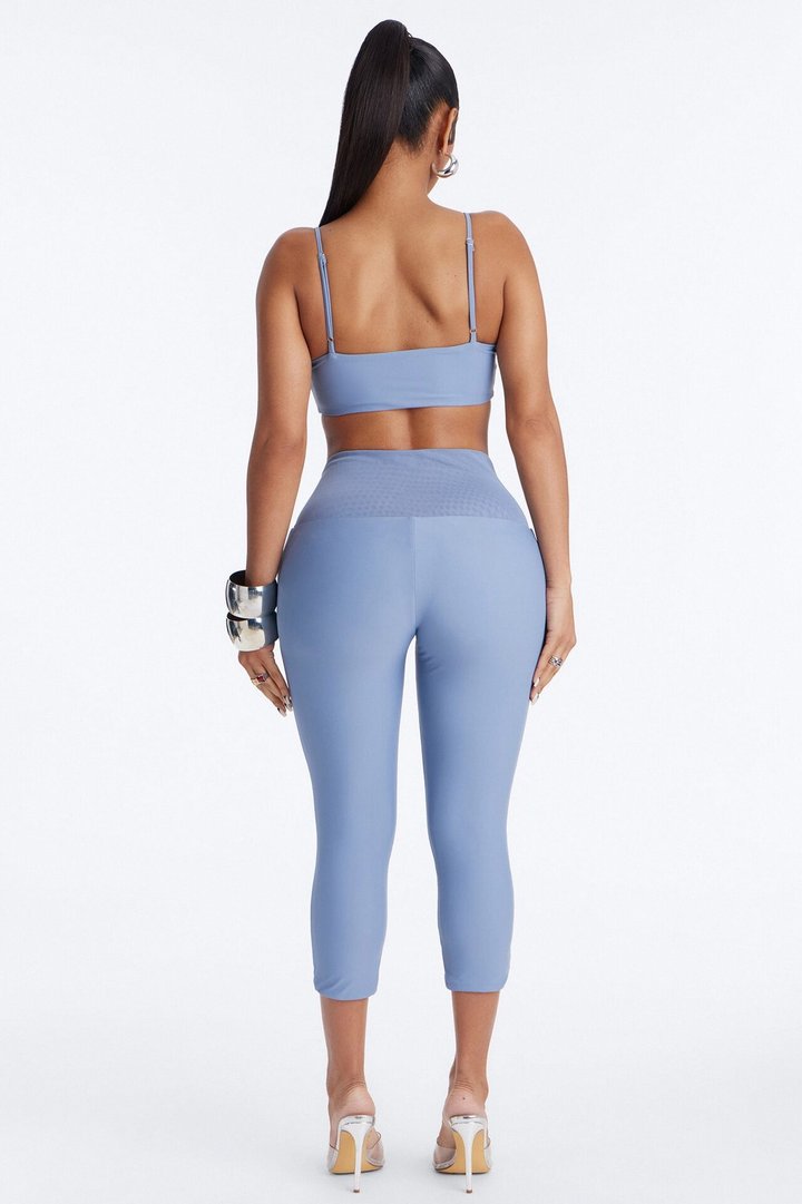 Roxy Form Double Lined Bra Top Capri Pant Set - Dusty Blue