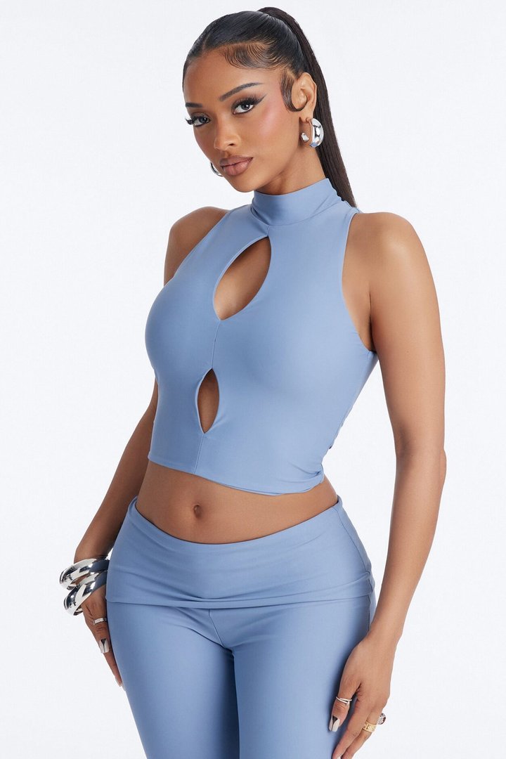 Roxy Form Double Lined Capri Pant Set - Dusty Blue