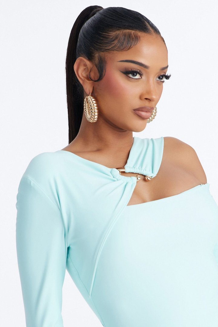 Roxy Form Double Lined Long Sleeve Mini Dress - Mint