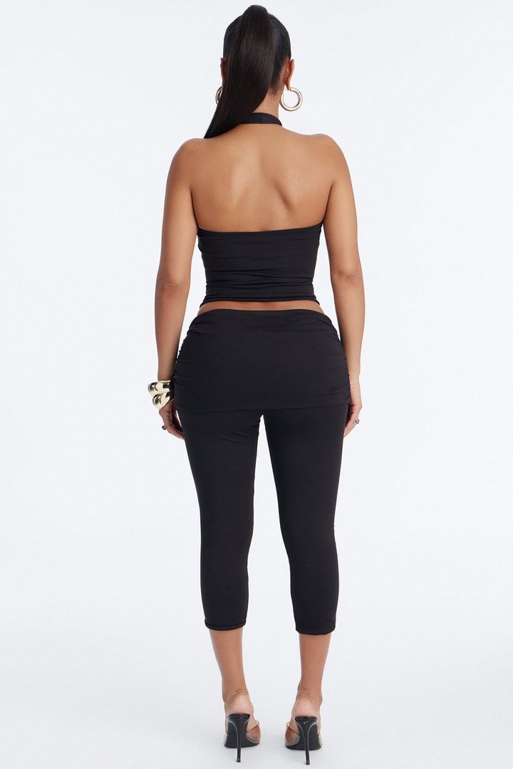 Bianca Matte Form Double Lined Capri Set - Black