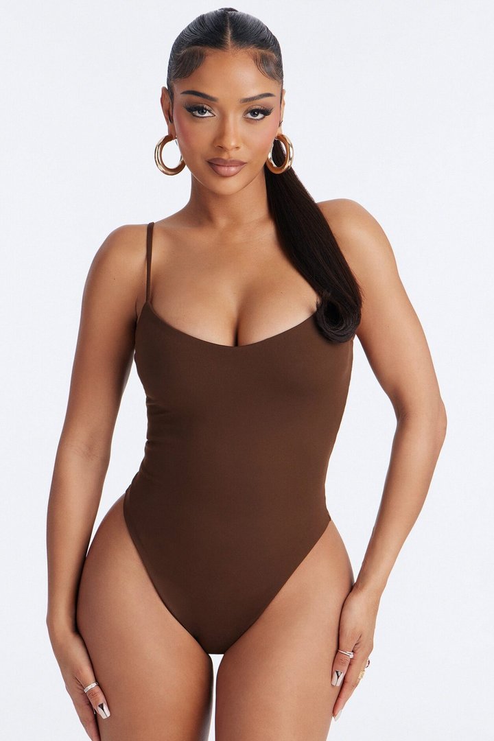 Bianca Matte Form Double Lined Low Rise Capri Set - Chocolate
