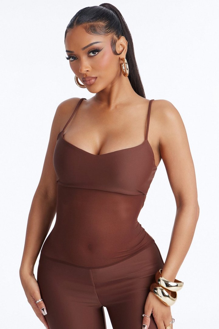 Roxy Form Double Lined Mesh Capri Jumpsuit - Chocolate