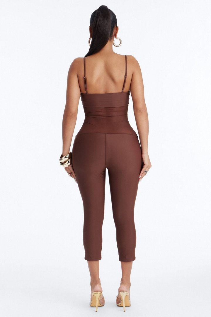 Roxy Form Double Lined Mesh Capri Jumpsuit - Chocolate