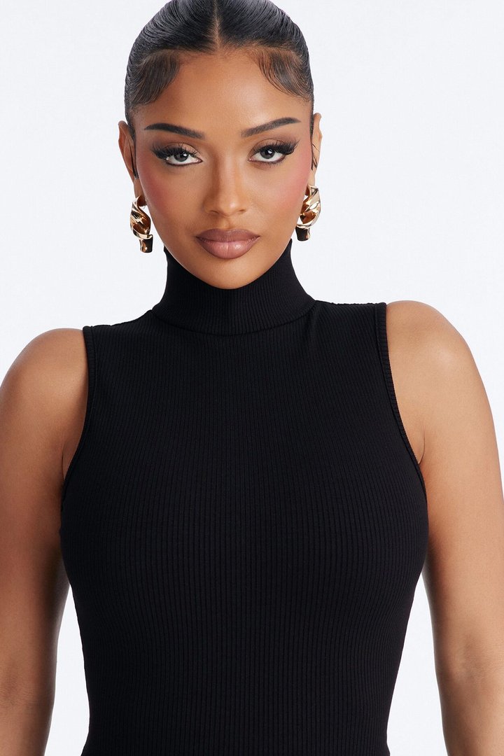 Delilah Snatched Turtle Neck Mini Dress - Black