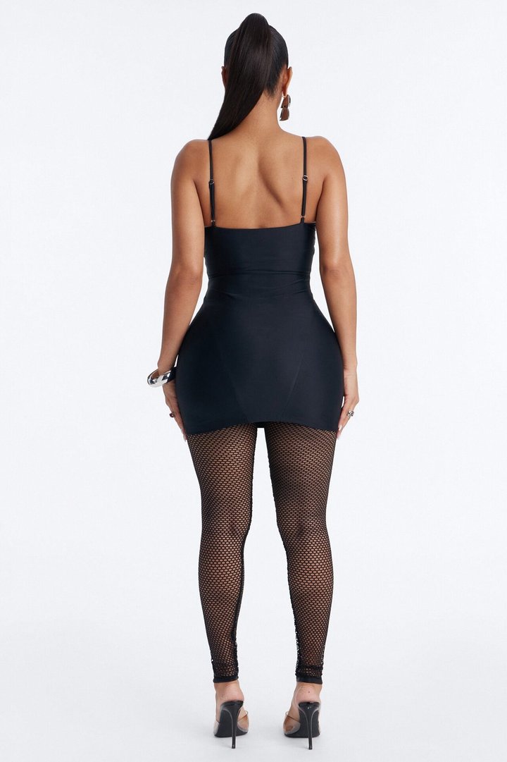 Roxy Form Double Lined Fishnet Mini Dress - Black