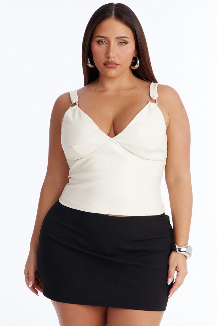 Urban Legend Faux Leather Top - Cream