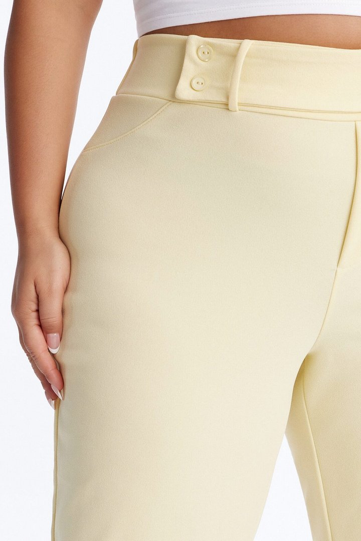 Office Tea Straight Leg Trouser Pant - Butter Yellow