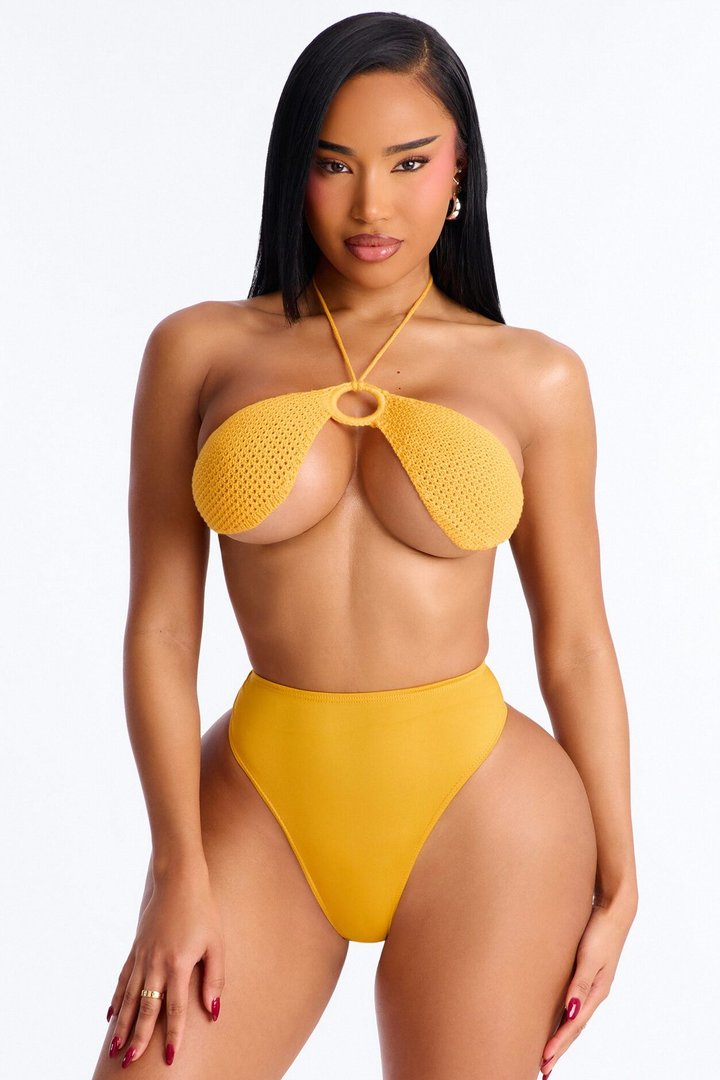 Sandcastles & Sea Crochet 3 Piece Bikini Skirt Set - Orange