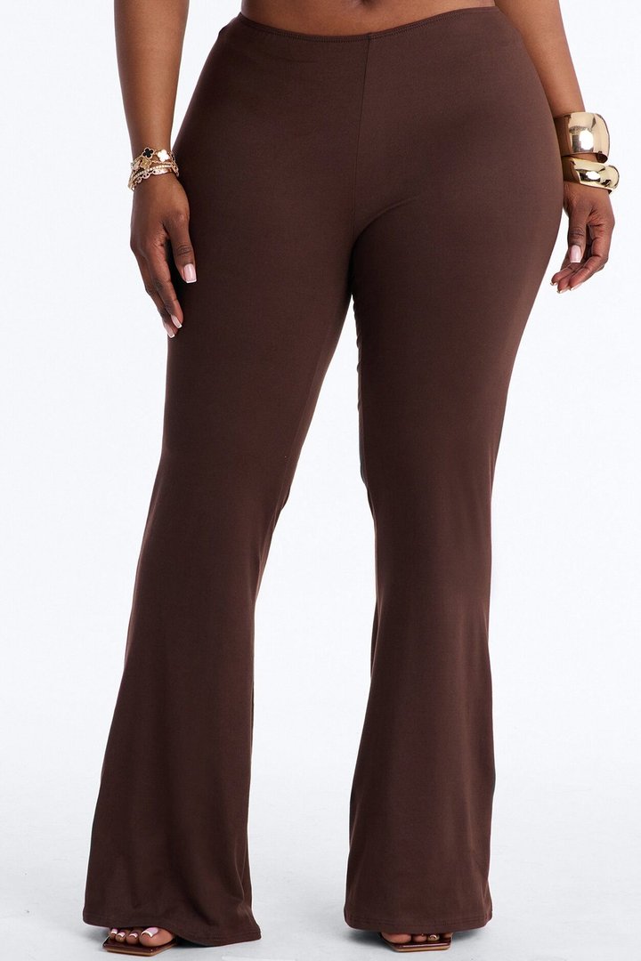 Feeling Cheeky Low Rise Ruched Butt Flare Pant - Chocolate