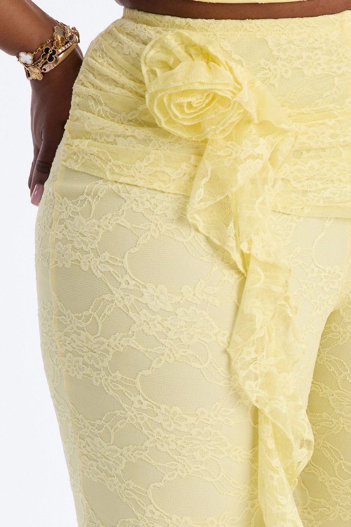 Rosetta Lace Pant Set - Yellow