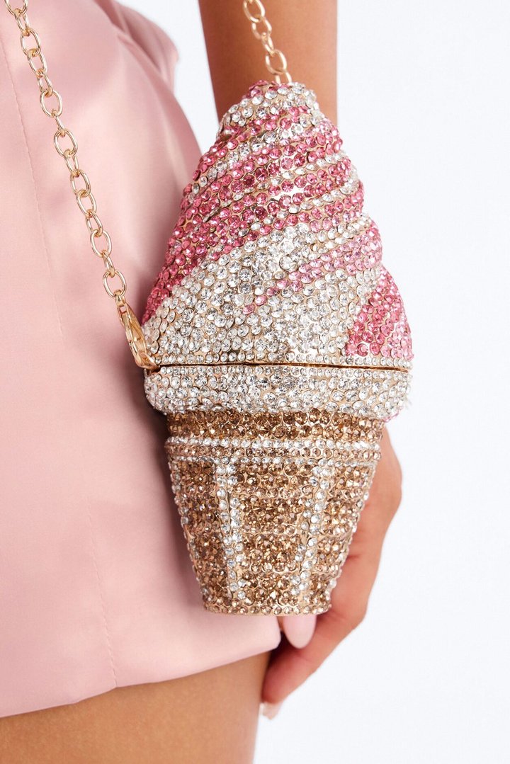 Scoop Of Sparkle Rhinestone Clutch - Gold/Multi