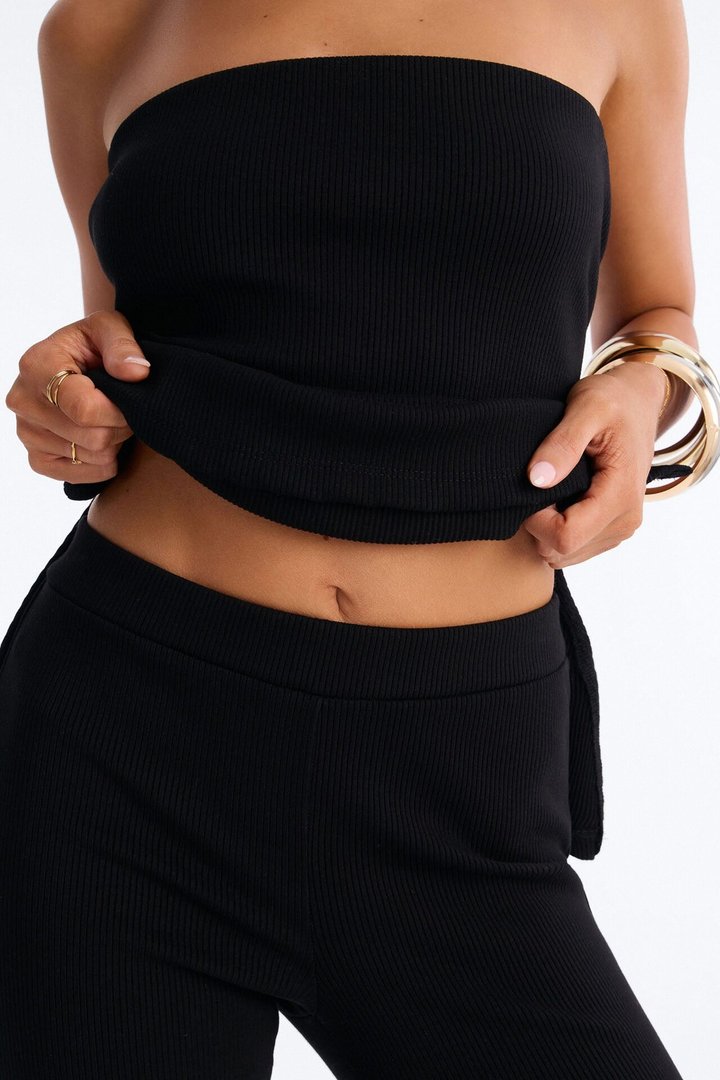 Sadie Strapless Snatched Pant Set - Black