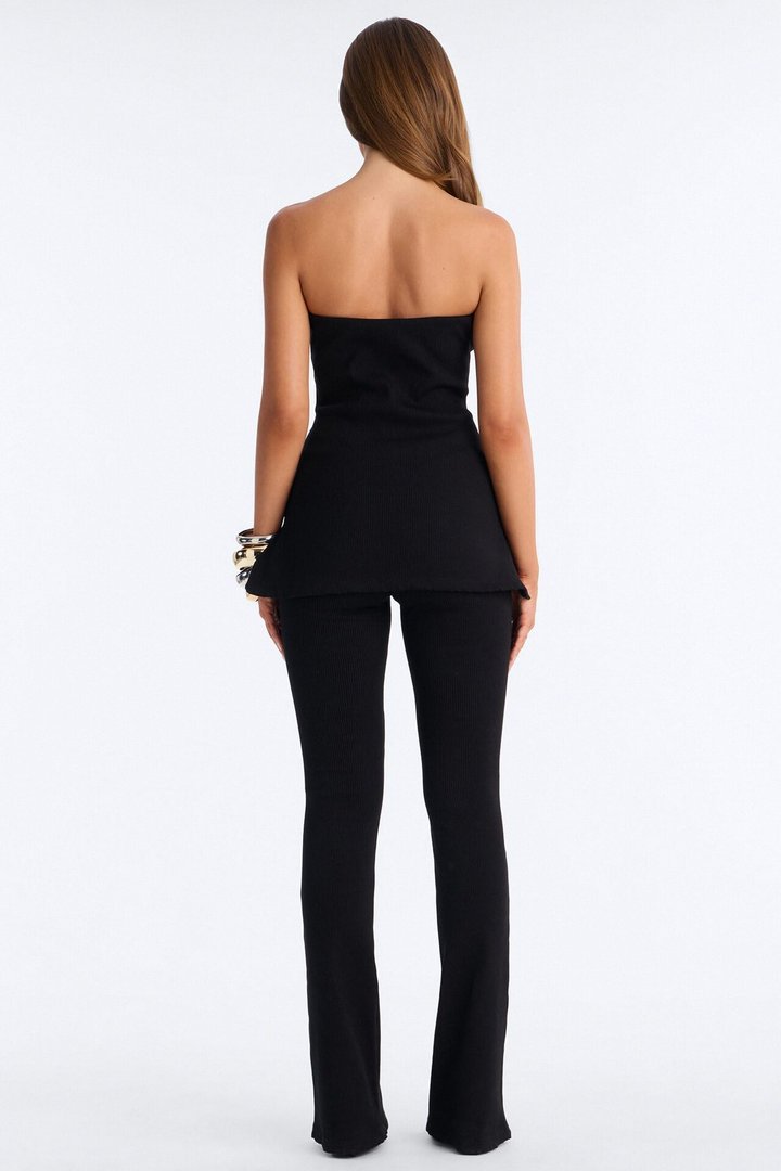 Sadie Strapless Snatched Pant Set - Black