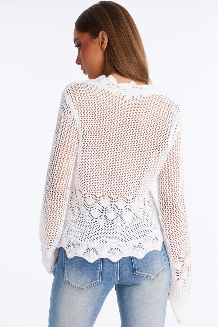 Xanthia Crochet Flyaway Top - White
