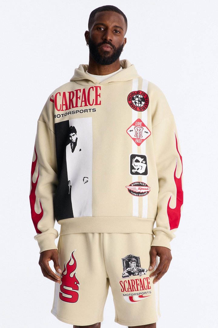 Scarface Embroidery Patch Hoodie - Khaki