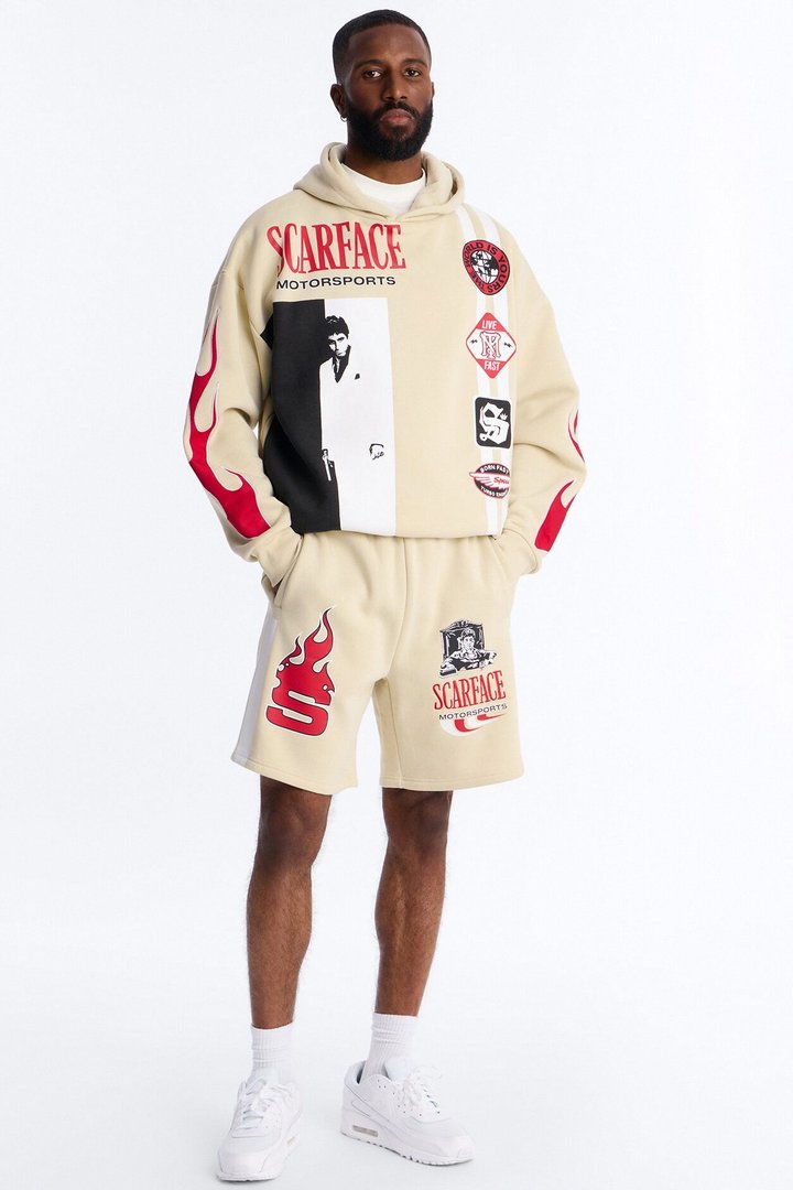 Scarface Embroidery Patch Sweatshorts - Khaki