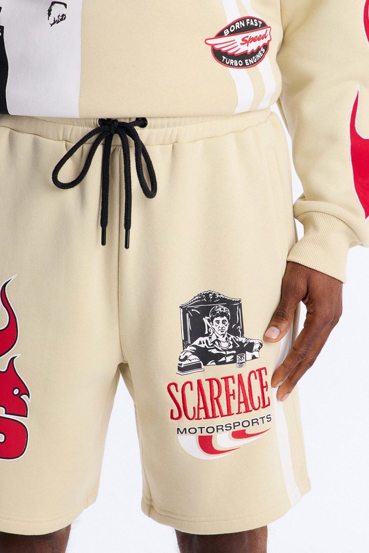Scarface Embroidery Patch Sweatshorts - Khaki