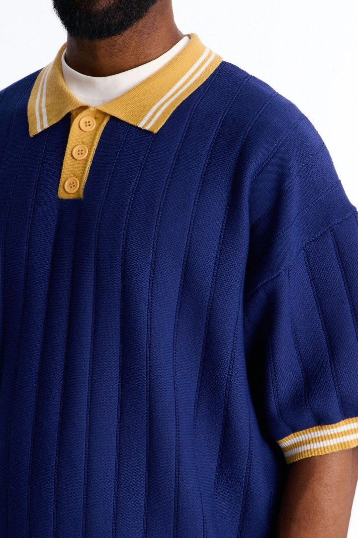 Singleton Short Sleeve Knit Polo - Navy
