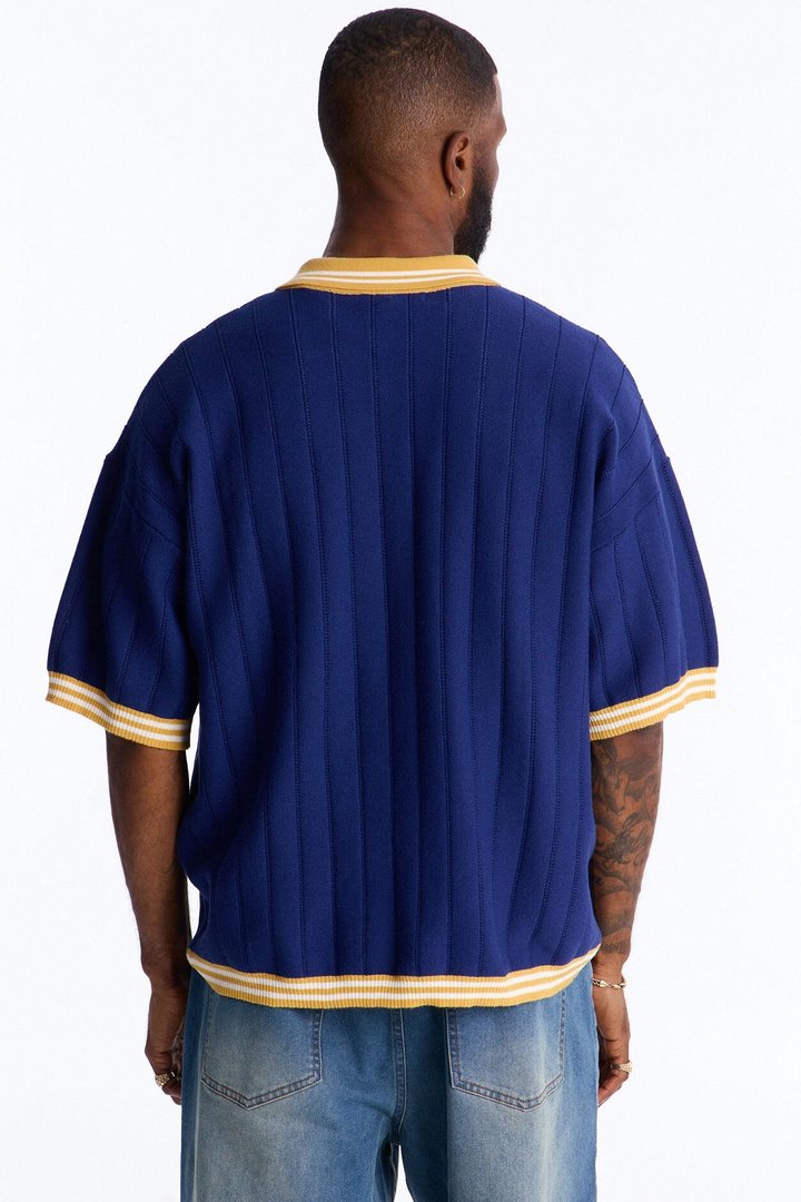 Singleton Short Sleeve Knit Polo - Navy