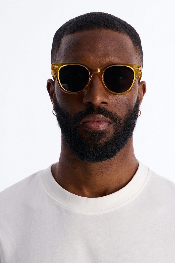 Statement Rounded Wayfarer Sunglasses - Yellow