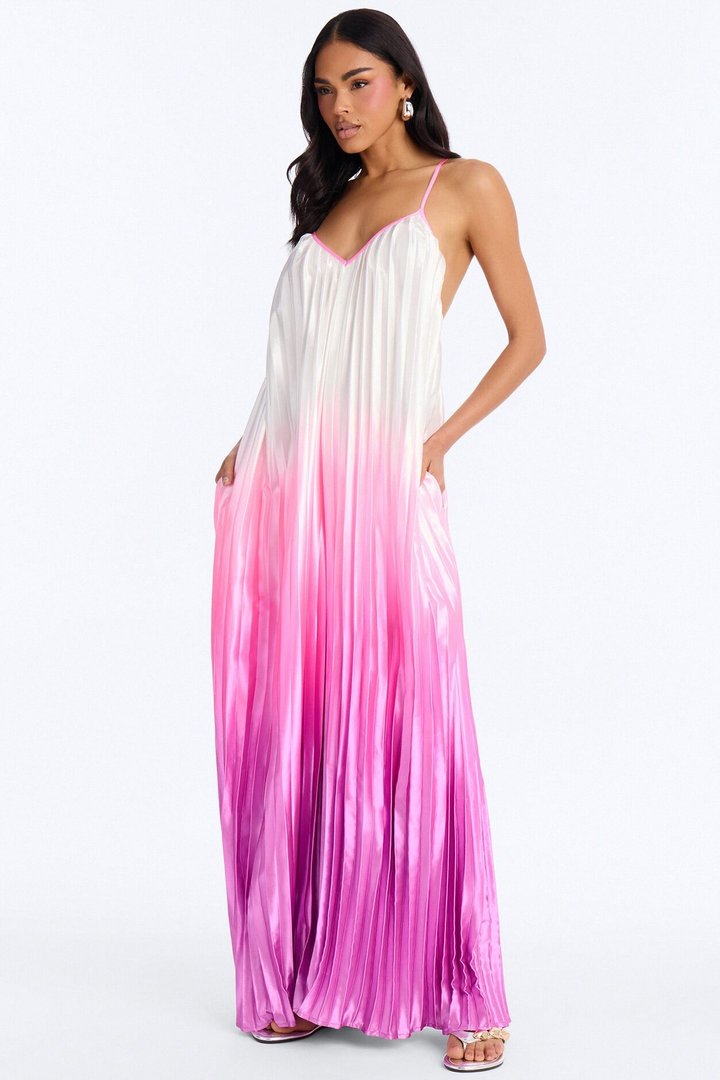 Paige Satin Ombre Wide Leg Jumpsuit - Pink