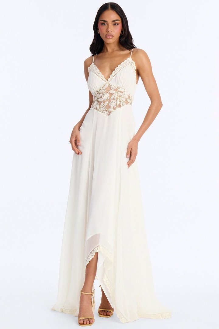Amela Chiffon Maxi Dress - Cream