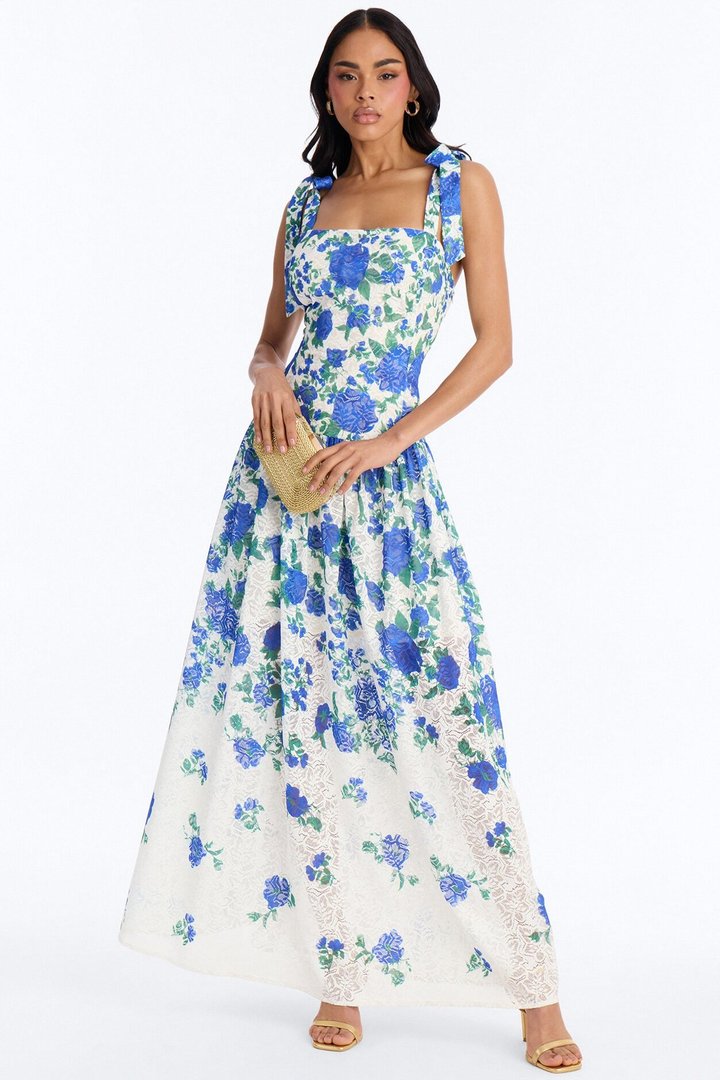 Jessinta Floral Lace Maxi Dress - Blue/combo