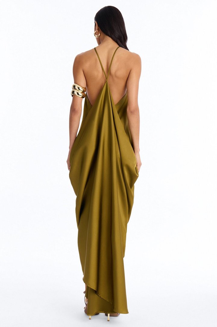 Elisa Draped Maxi Dress - Olive