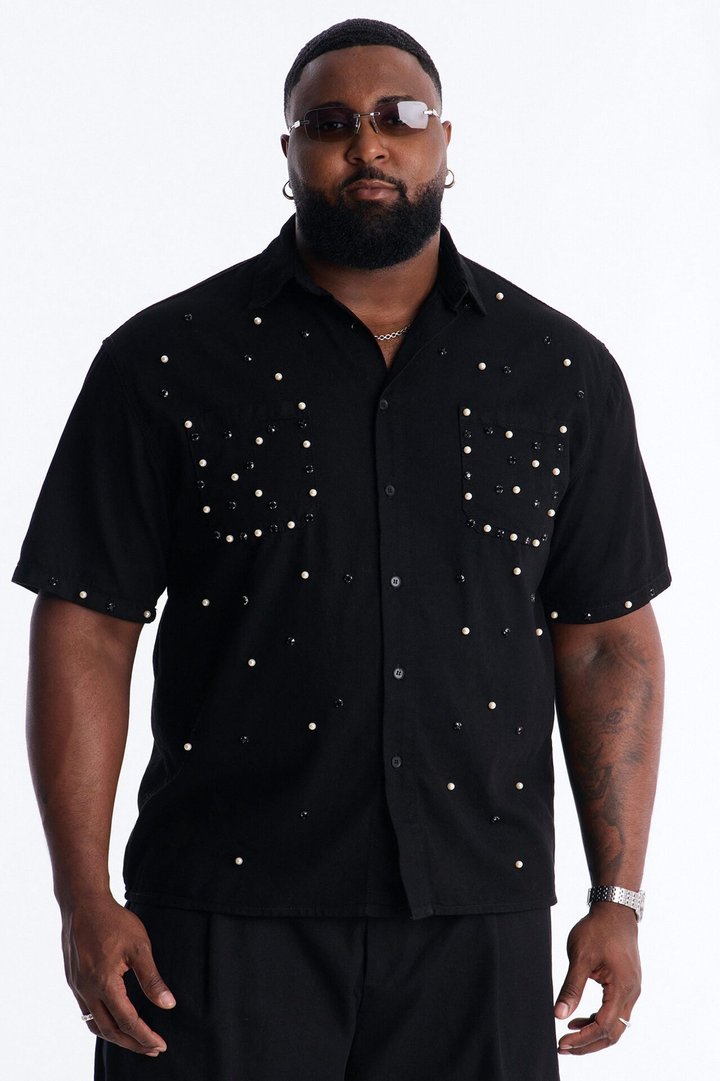 Apex Stud Button Up Shirt - Black