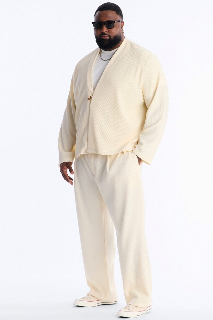 Show Up Straight Pleated Casual Trouser - Cream