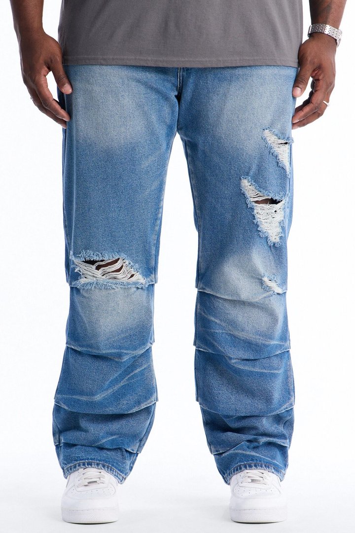 Straight Down The Street Ripped Jeans - Medium Blue Wash