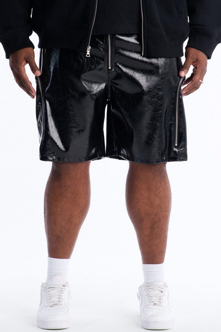 Relaxed Concordia Faux Leather Short - Black