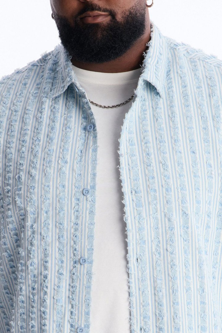 Relaxed Eternal Shell Button Up Shirt - Light Blue
