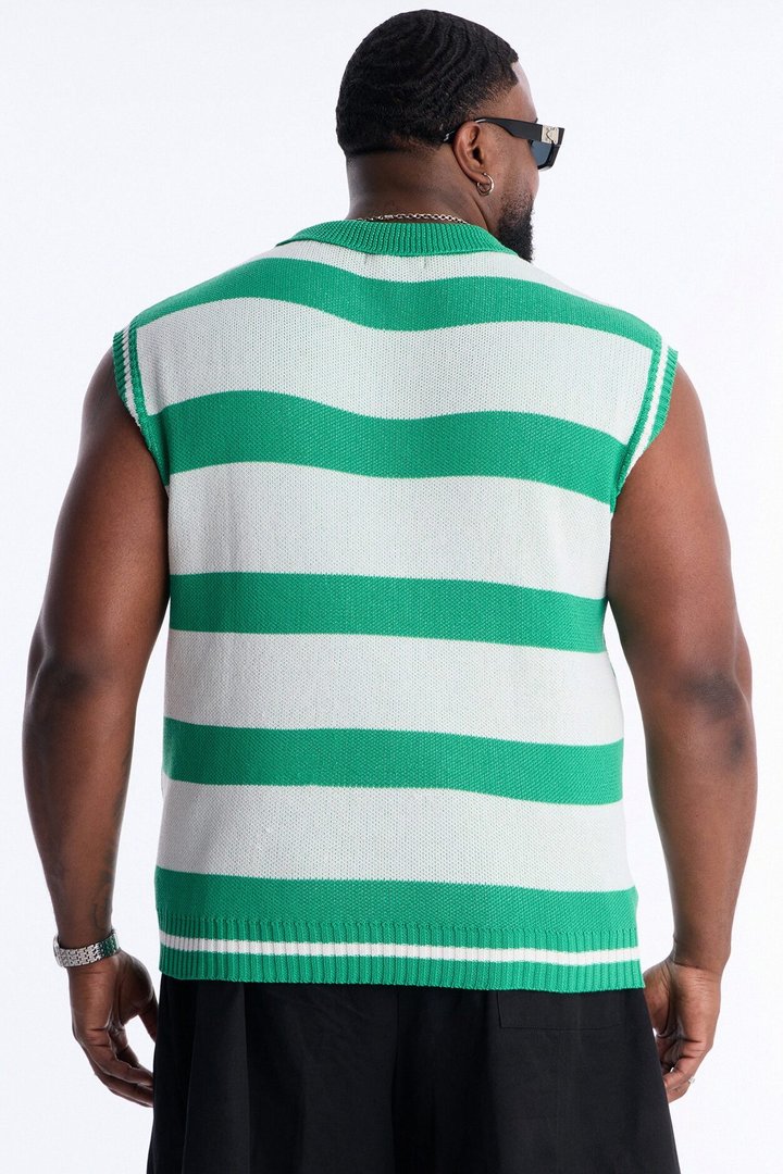 Motion Lines Sweater Vest - Green