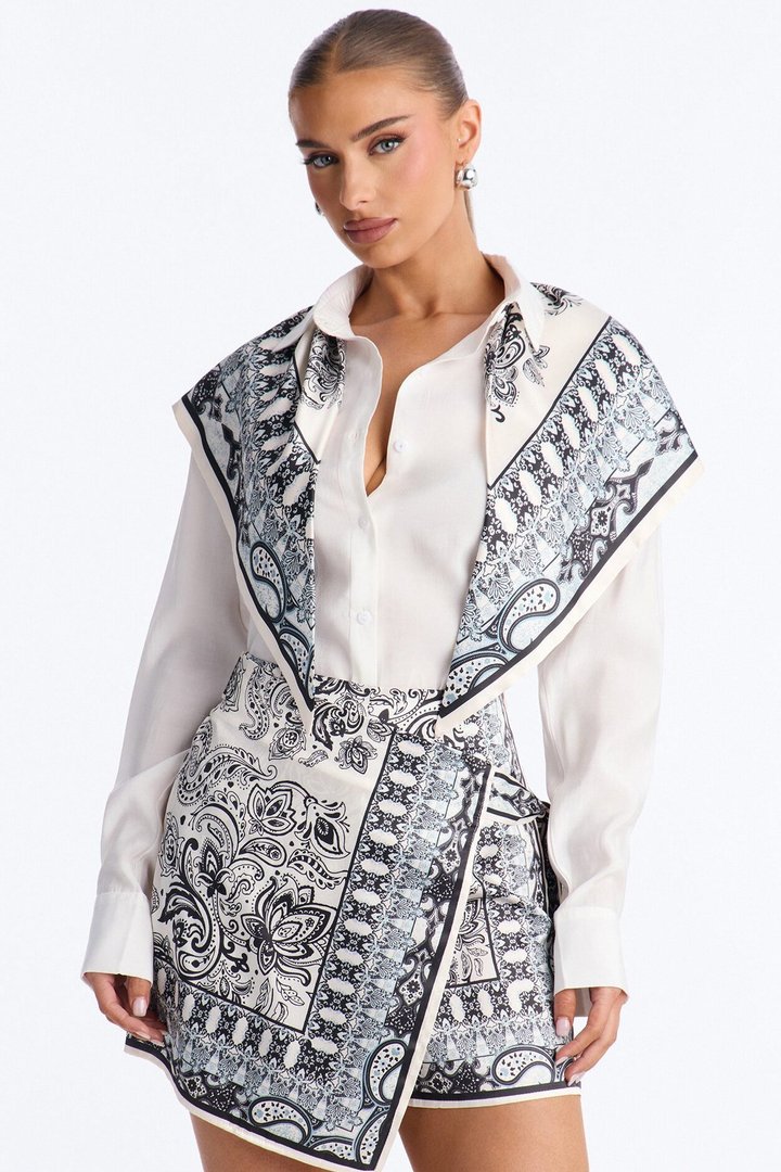 Marlen 3 Piece Skort Set - White/Black