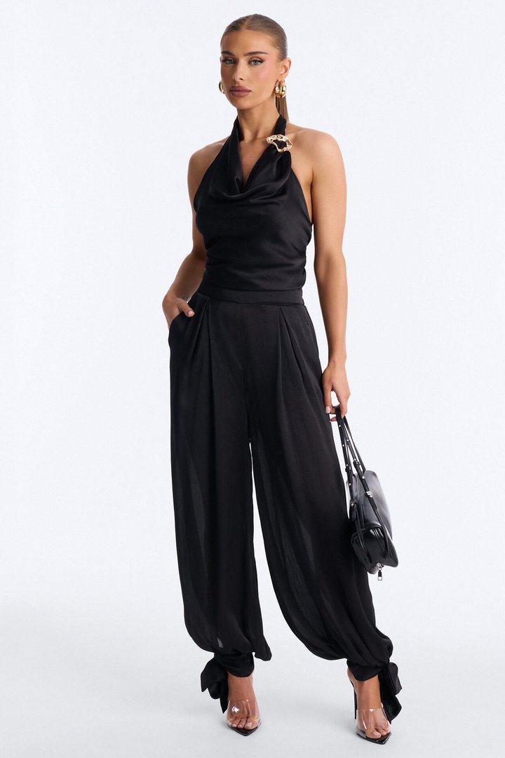 Paola Halter Balloon Pant Set - Black