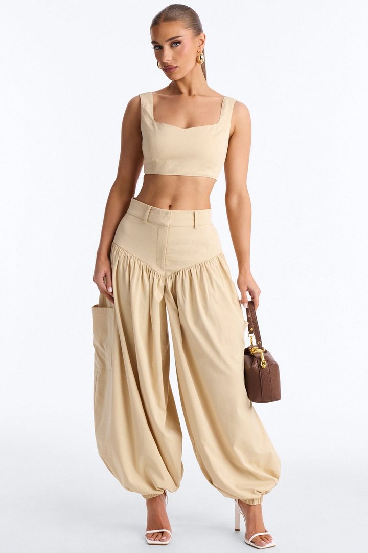 Leilani Balloon Pant Set - Khaki