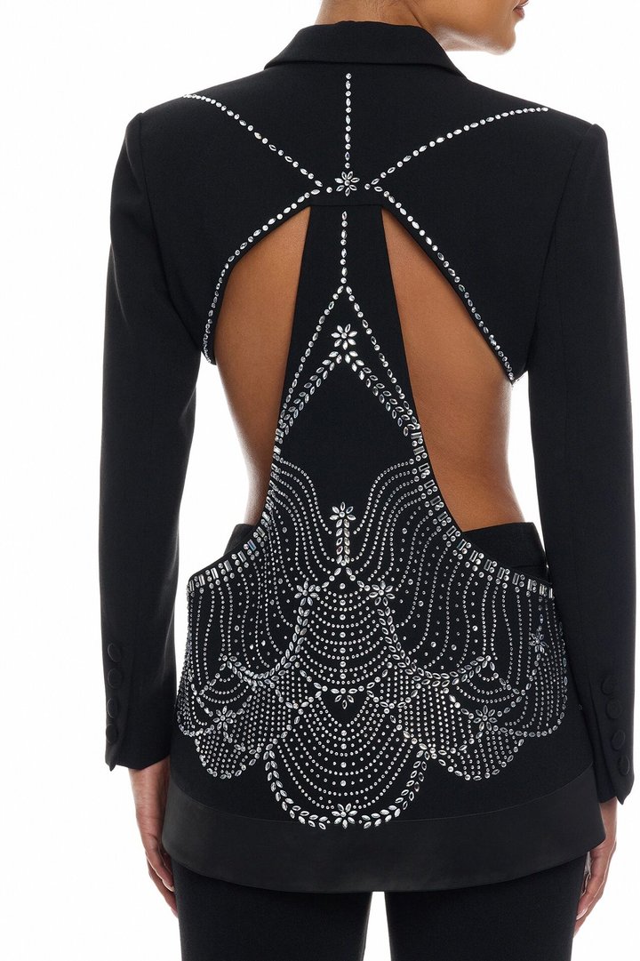 Hard To Miss Cut Out Embellished Pant Set - Black