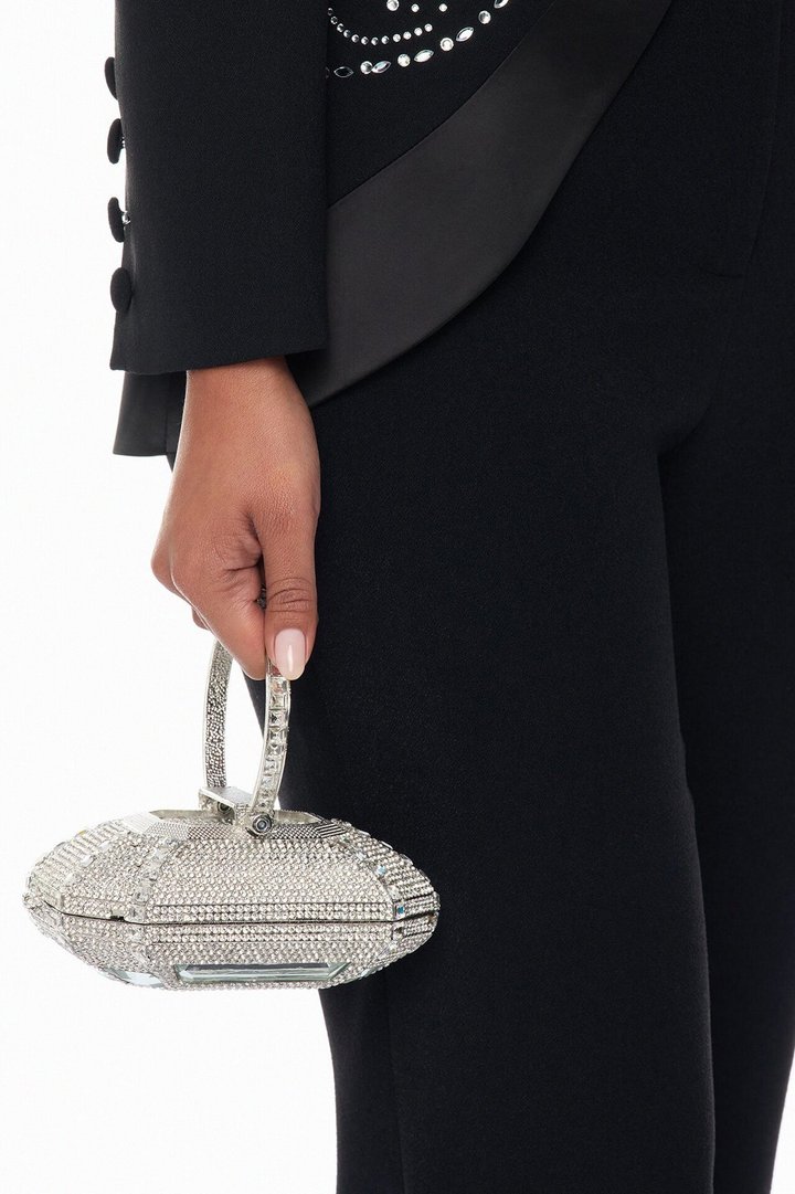 Put A Ring On It Rhinestone Clutch - Silver
