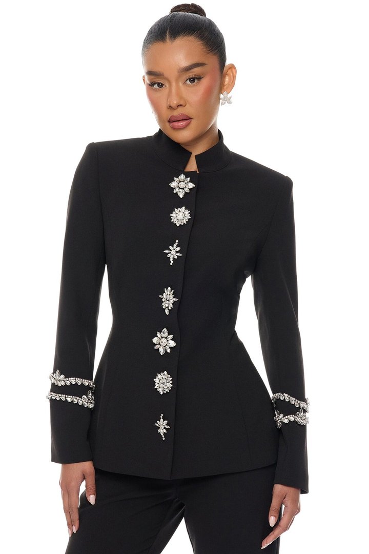 Billie Rhinestone Pant Set - Black