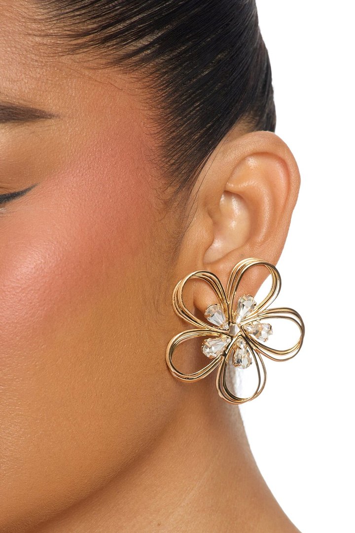 Vacation Repeat Floral Drop Earrings - Gold