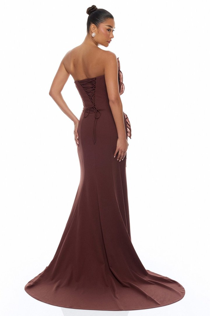 Katie Embellished Gown - Chocolate