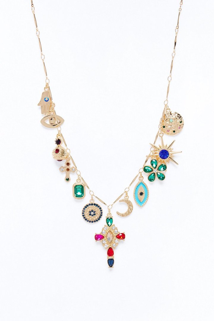 Betting On A Miracle Charm Necklace - Gold/combo
