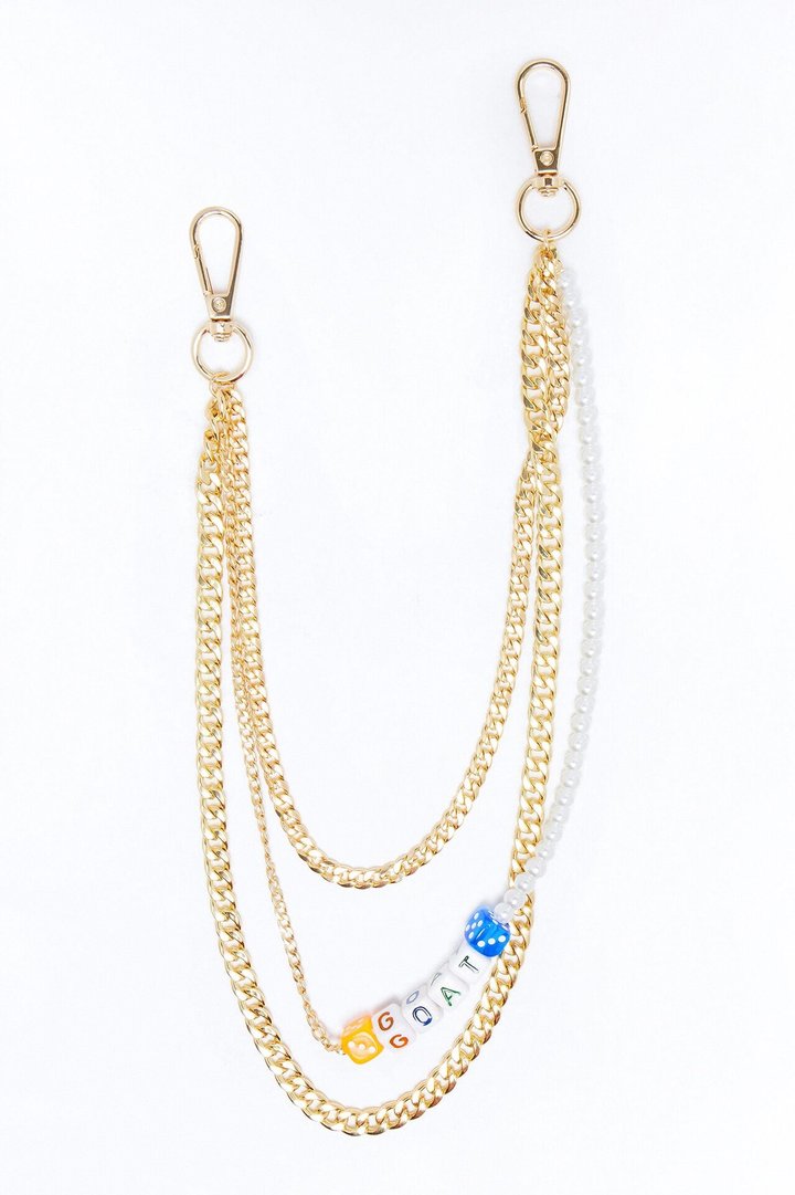 Dice and Pearl Stacked Pant Chain - Gold