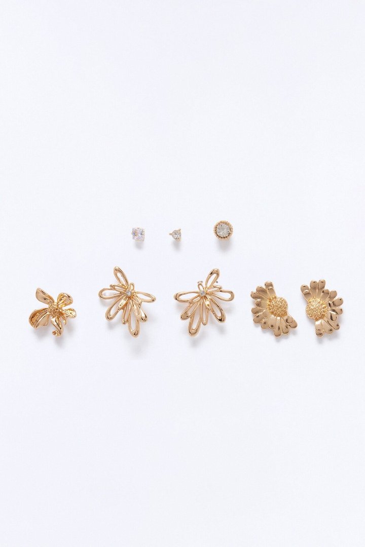 Sunshine Social 6 Pair Multi Earring Set - Gold