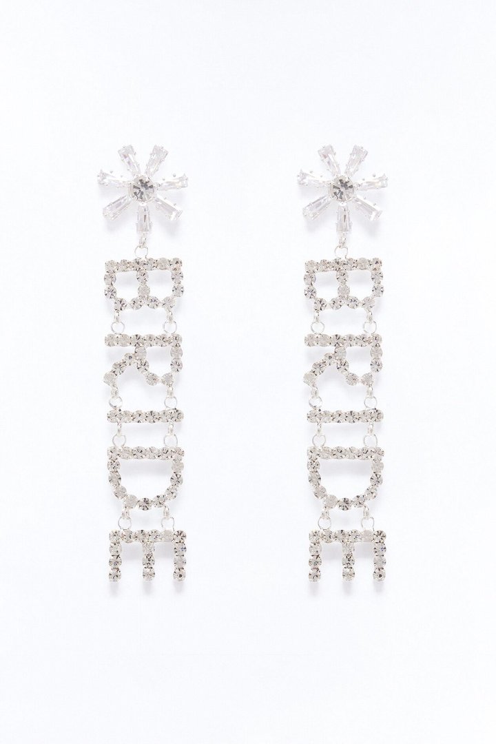 Bride Era Rhinestone Drop Earrings - Silver